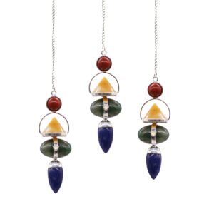 Four Elements Gemstone Pendulum - Red Jasper, Yellow Aventurine, Moss Agate, Sodalite & Moonstone