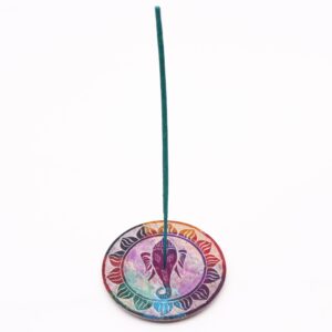 Soapstone Disc Incense Holder - Ganesha - 10 (cm)