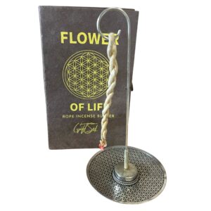 Rope Incense and Silver Plated Holder Set - Flower of Life - Made in NEPAL