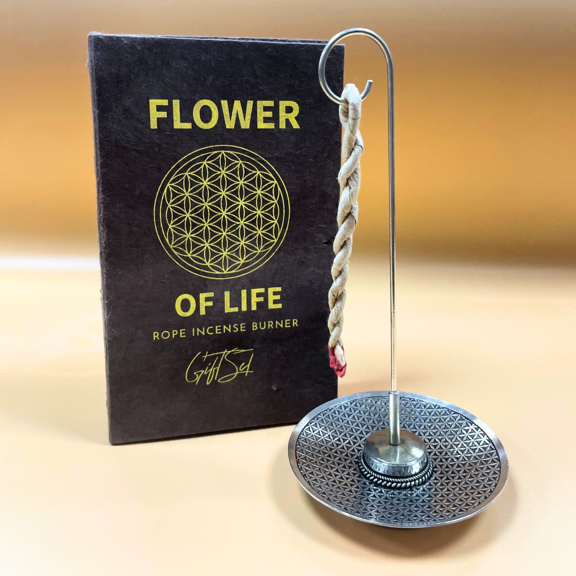 Rope Incense and Silver Plated Holder Set - Flower of Life - Made in NEPAL - Image 2