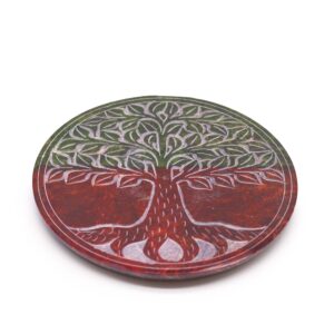 Soapstone Disc Incense Holder - Tree of Life - 10cm