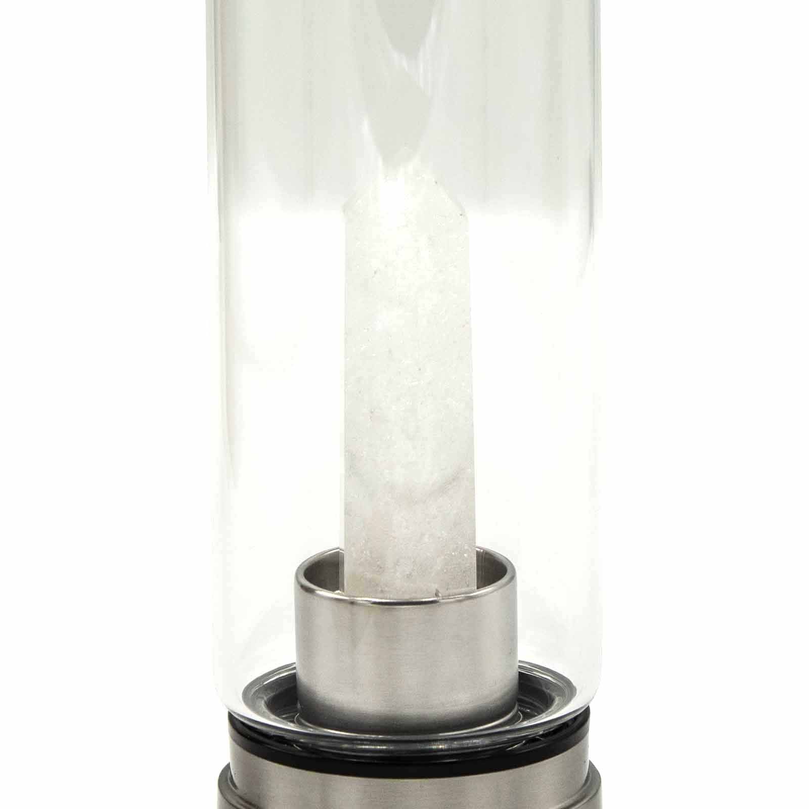 Crystal Infused Glass Water Bottle - Cleansing Clear Quartz - Obelisk - Image 3