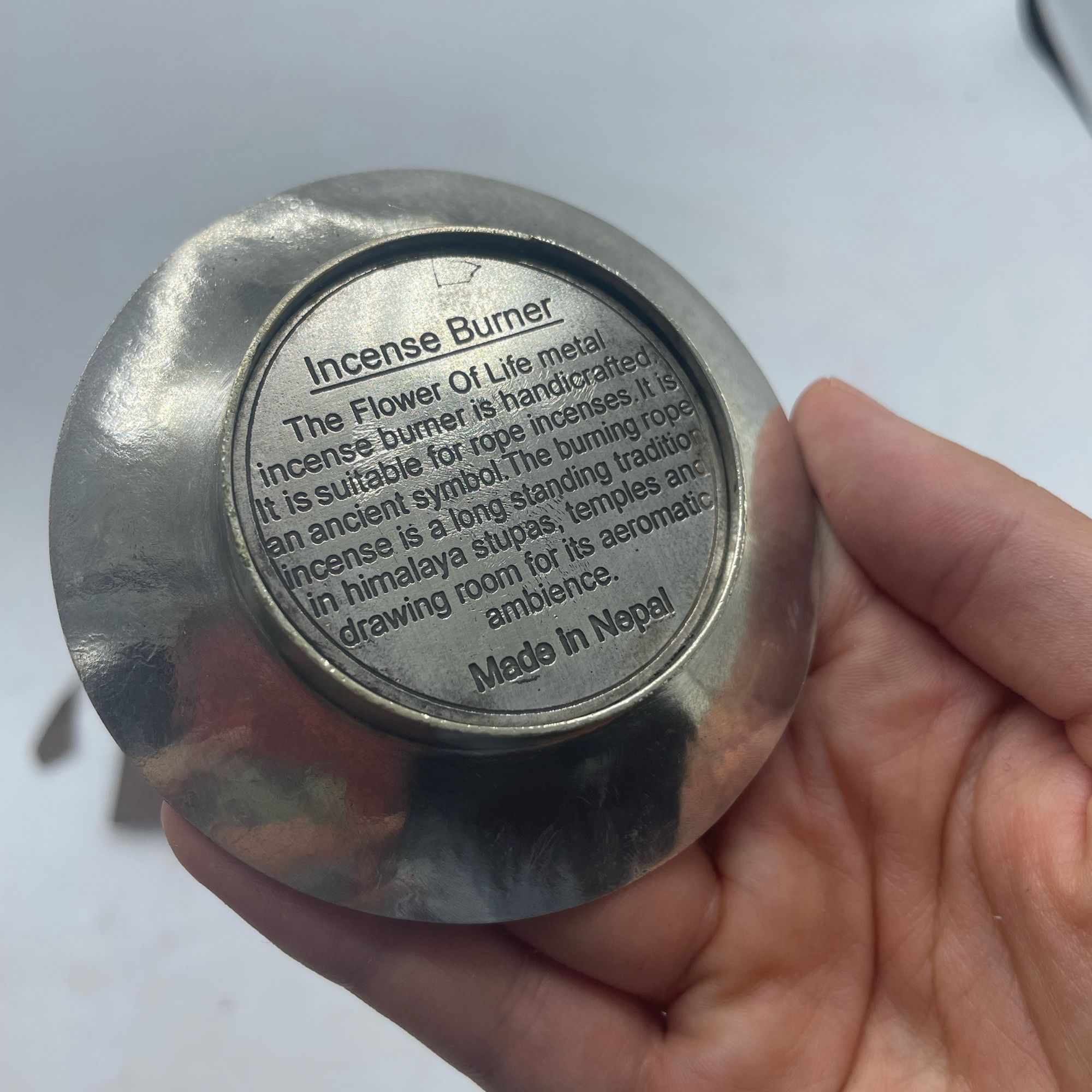 Rope Incense and Silver Plated Holder Set - Flower of Life - Made in NEPAL - Image 3