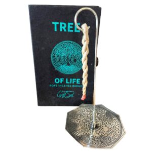 Rope Incense and Silver Plated Holder Set - Tree of Life - Made in Nepal