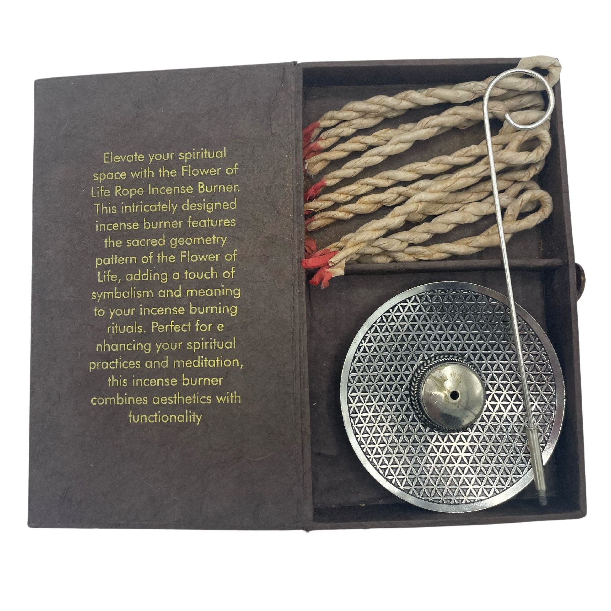 Rope Incense and Silver Plated Holder Set - Flower of Life - Made in NEPAL - Image 7