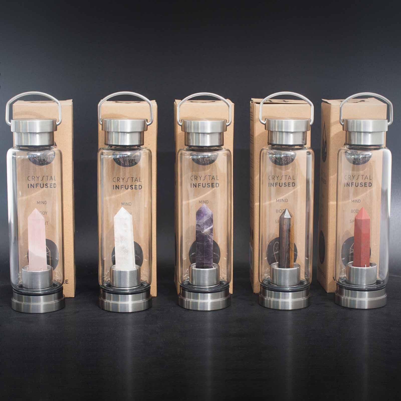 Crystal Infused Glass Water Bottle - Cleansing Clear Quartz - Obelisk - Image 5