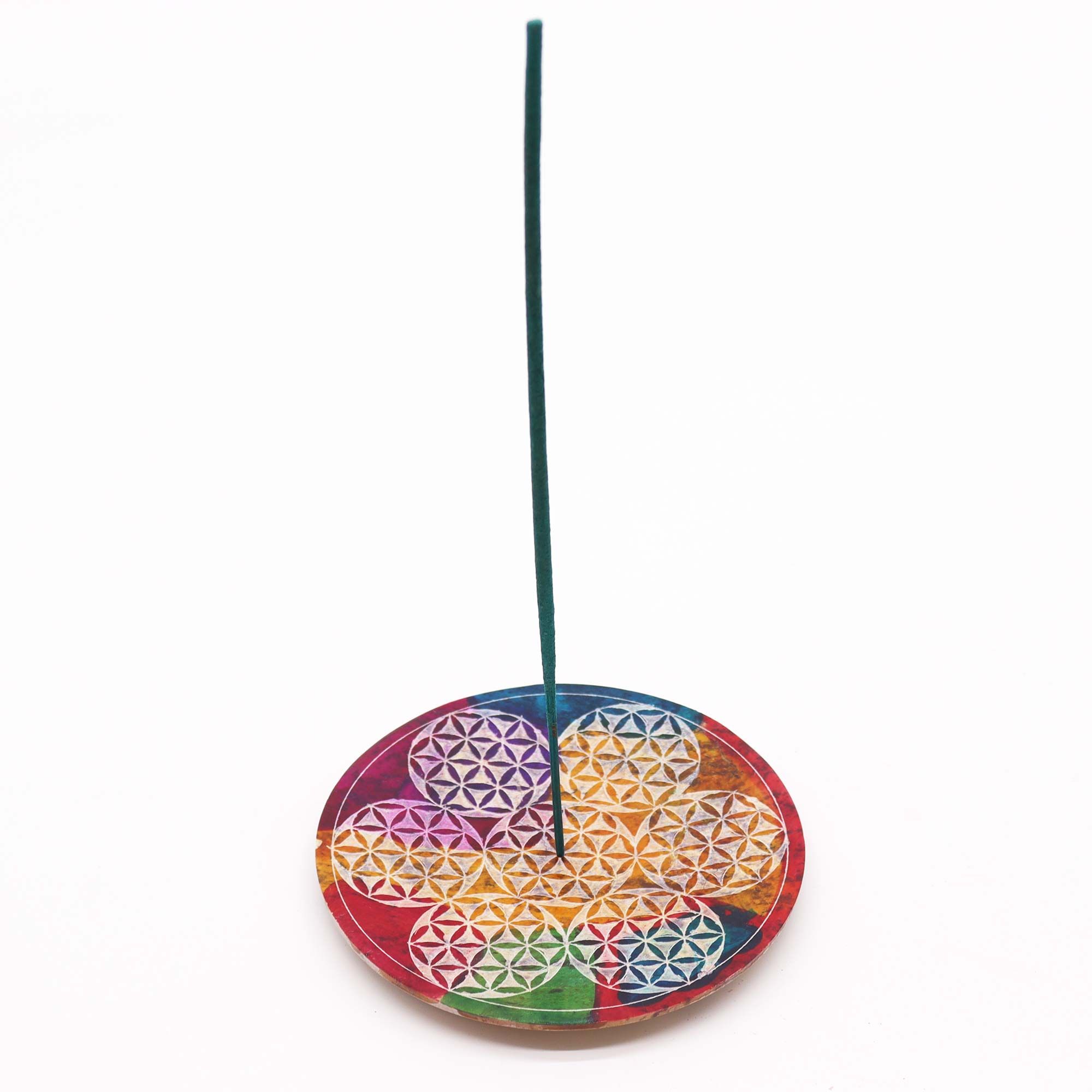 Soapstone Disc Incense Holder - 7 Flower of Life - 12 (cm) - Image 2
