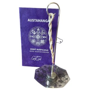 Rope Incense and Silver Plated Holder Set - Astamangal Metal made in NEPAL