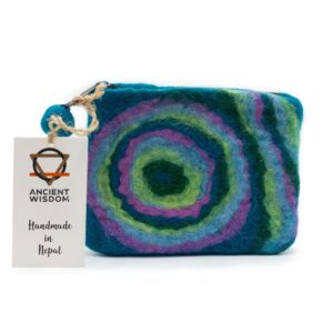 Natural Felt Pouch with zip - Psychdelic