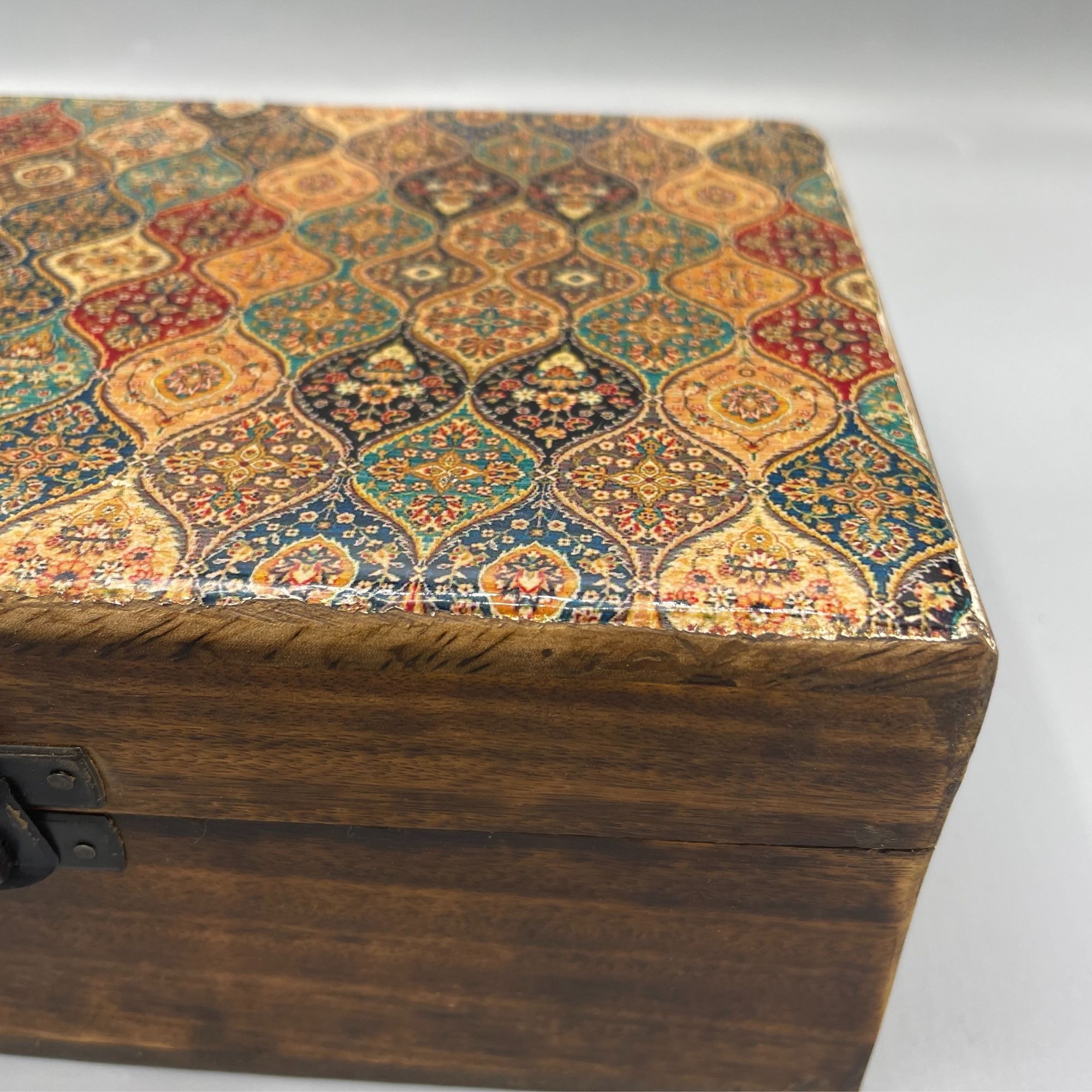 Ceramic Glazed Wood Box - Traditional Pattern - Image 2