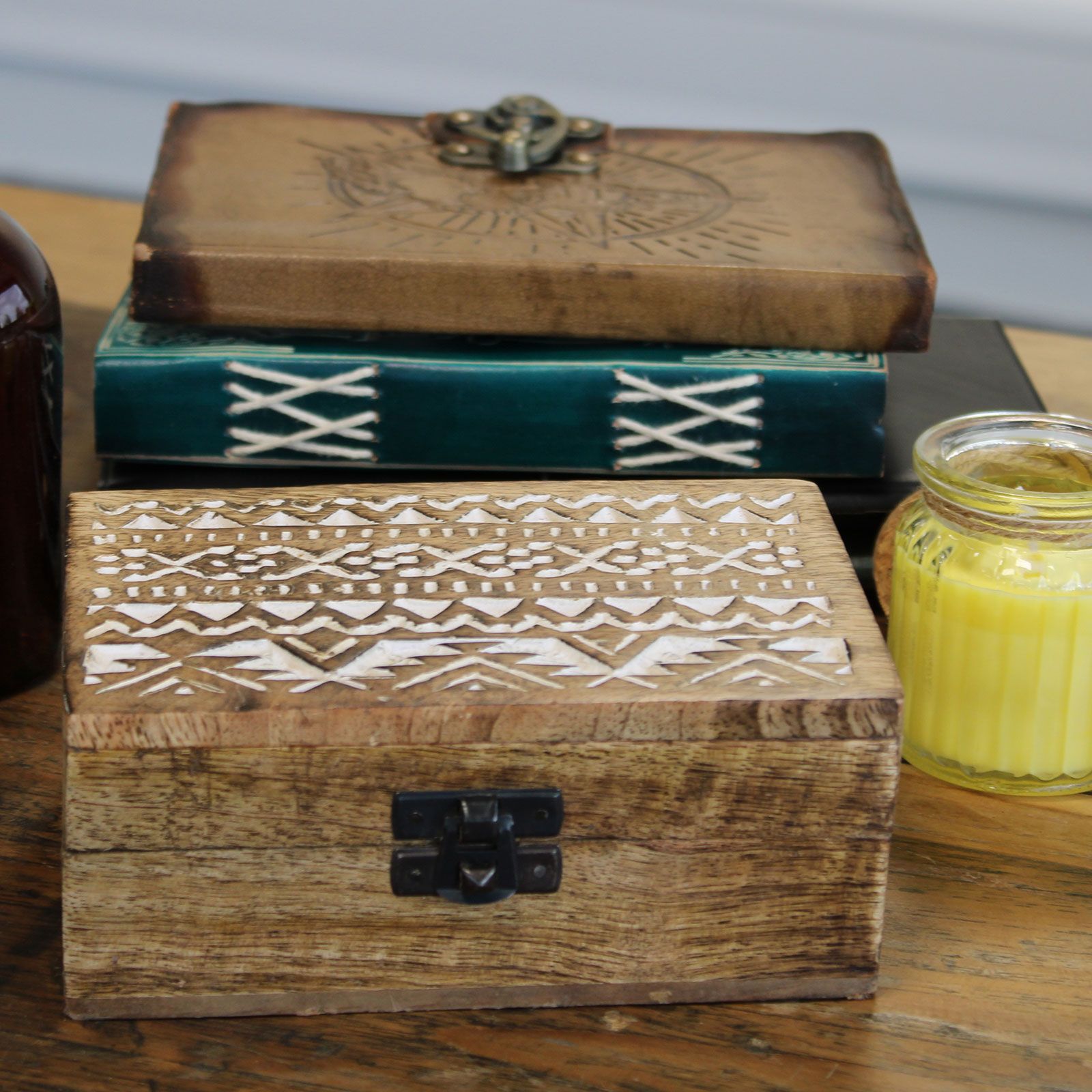 White Washed Wooden Box - 6x4 Slavic Design - Image 6