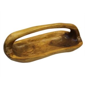 Hand Carved Teak Bowl with Handle - aprox 30cm