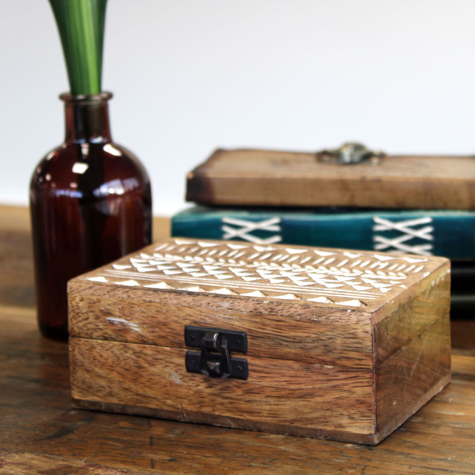 White Washed Wooden Box - 6x4 Slavic Design - Image 7