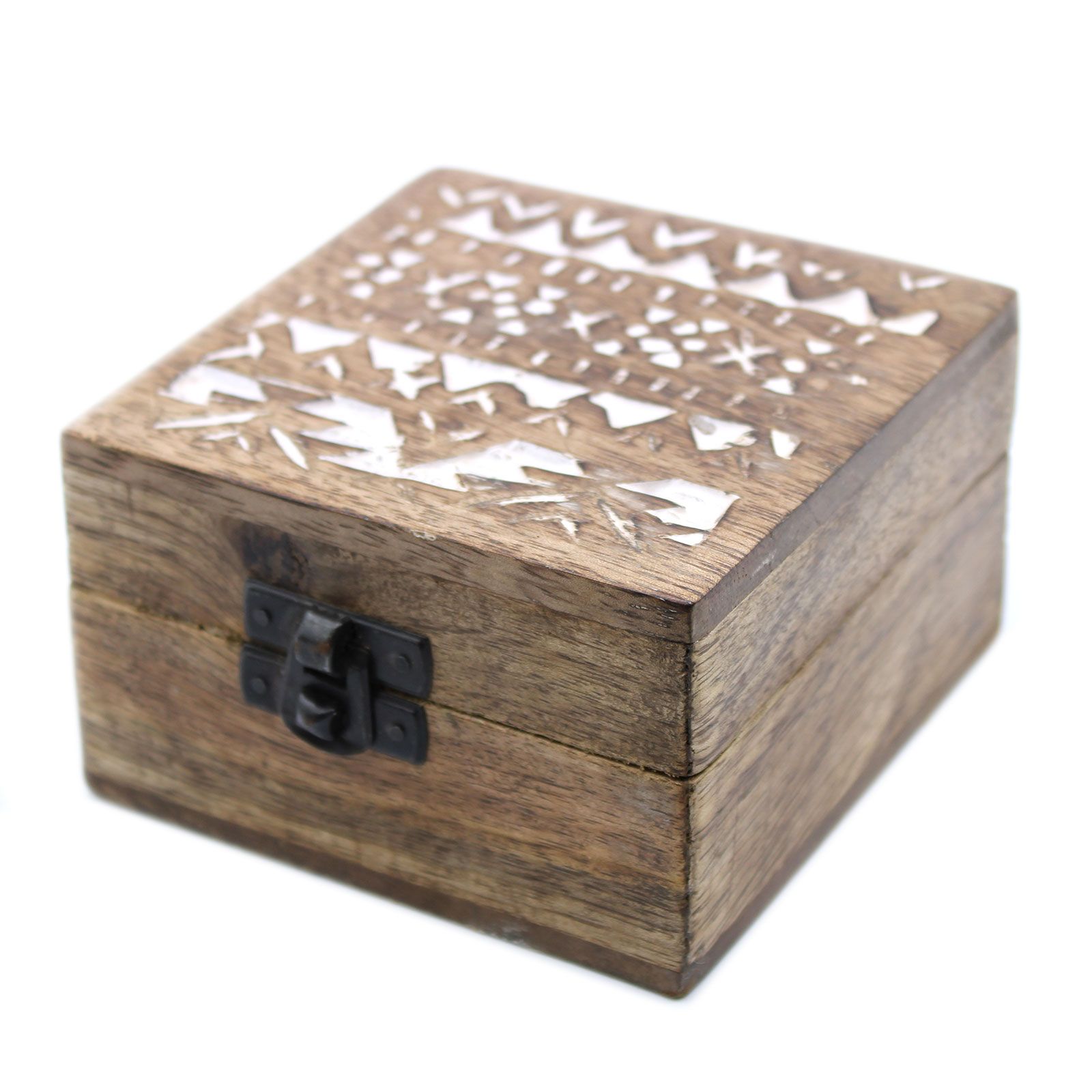 White Washed Wooden Box - 4x4 Slavic Design - Image 3