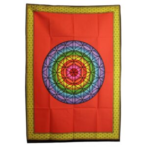 Cotton Wall Art / Throw - Rainbow Flower of Life