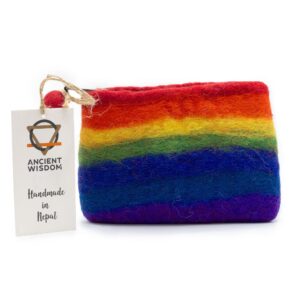 Natural Felt Pouch with zip - Rainbow