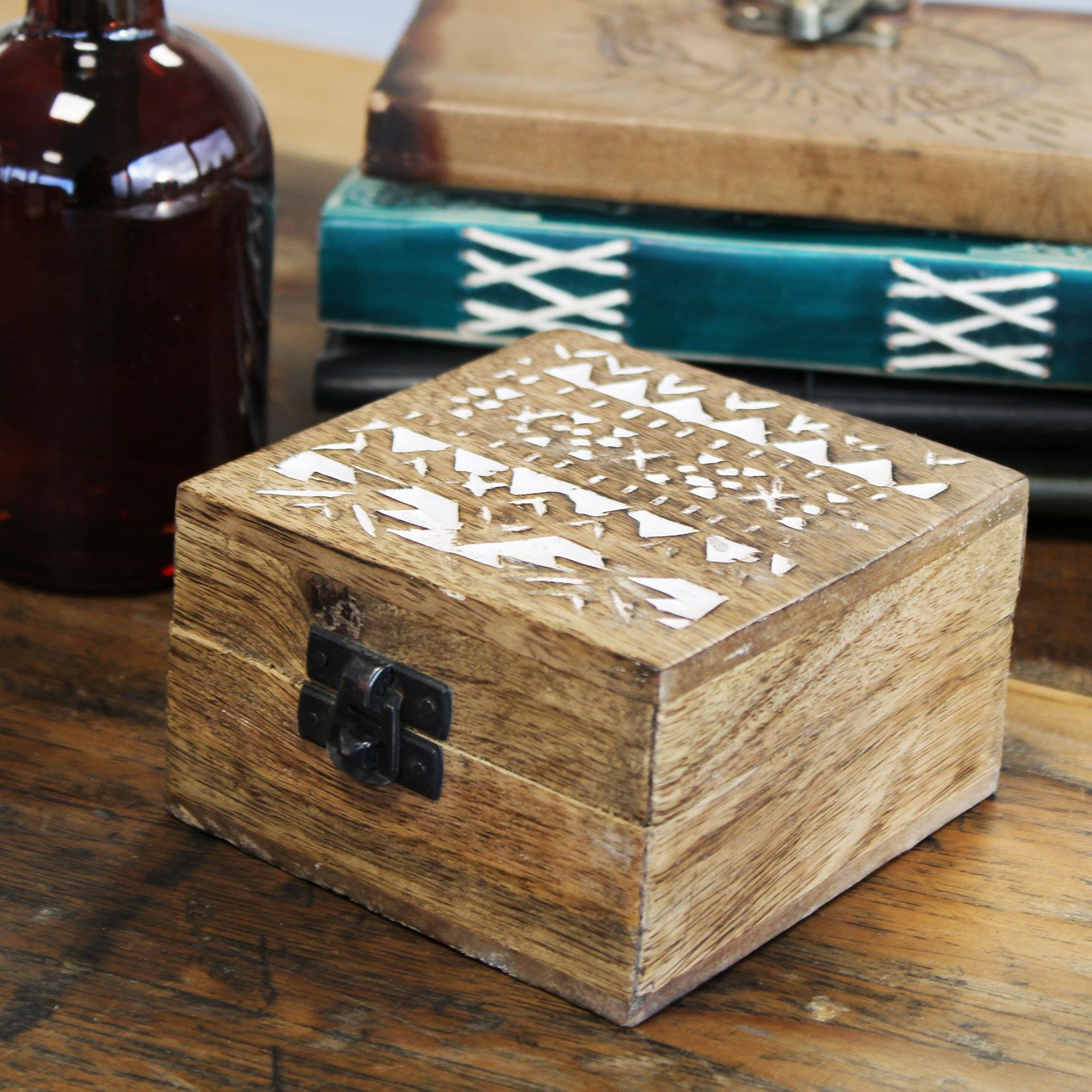 White Washed Wooden Box - 4x4 Slavic Design - Image 4