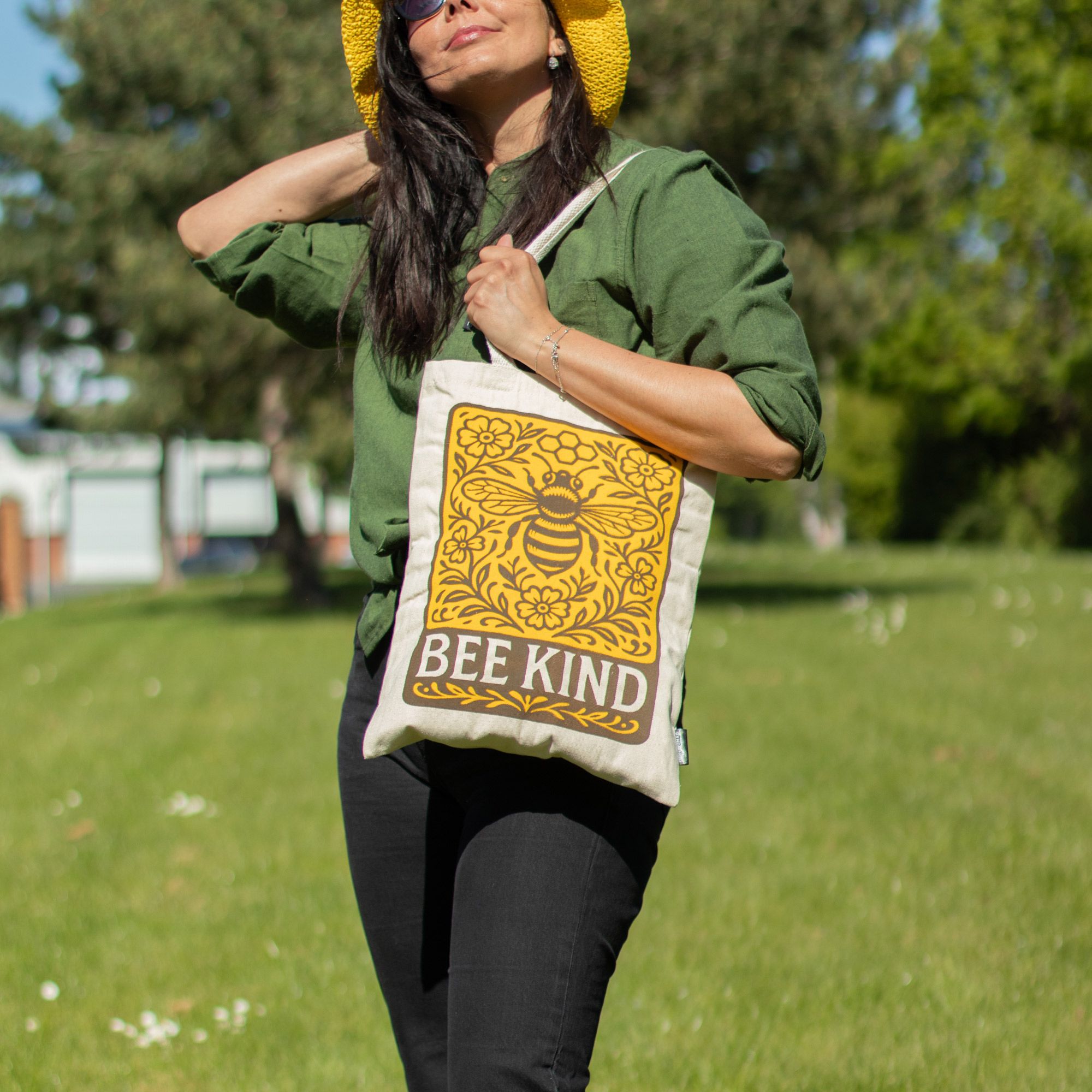 Natural Shopping Bag - Bee Kind Design - Image 8