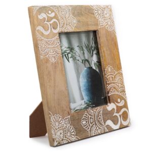 Mango Wood Photo Frame - OM & Mandala Design - Large