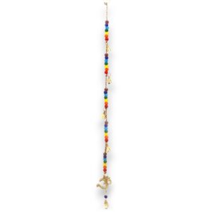 Indian Brass OM Wind Chime with Chakra Beads String Bells - 53cm