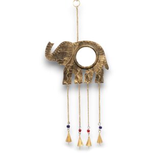 Indian Wind Chime - Elephant Design with Mirror 4 Bells